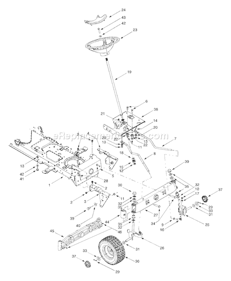 Page J Diagram and Parts List for 13AU604H401 2001 Yard Man Lawn Tractor
